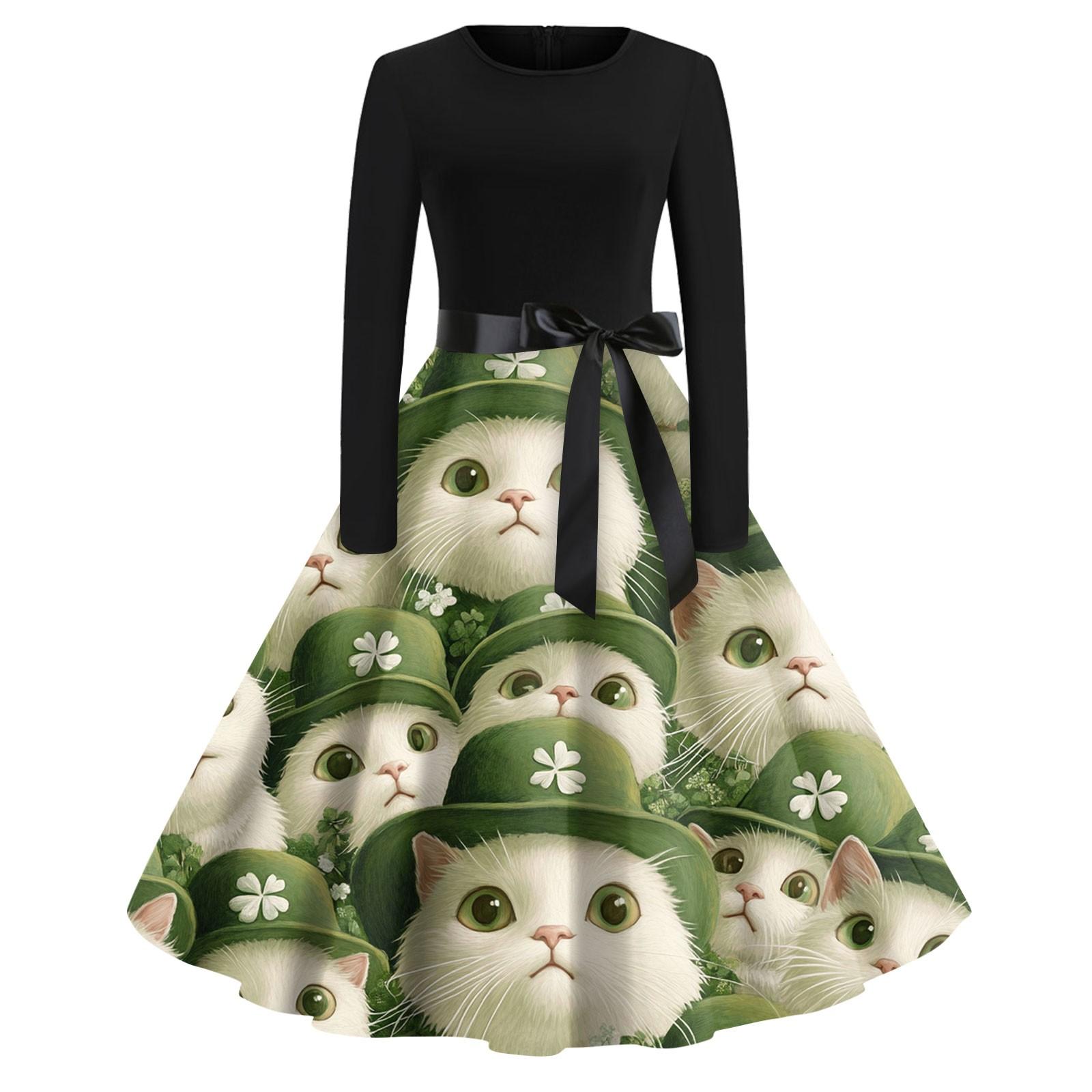 Женские платья модные с круглым вырезом повседневные тонкие St. Платья с длинными рукавами и принтом ко Дню Святого Патрика XXXL
Женские платья модные с круглым вырезом повседневные тонкие St. Платья с длинными рукавами и принтом ко Дню Святого Патрика XXXL