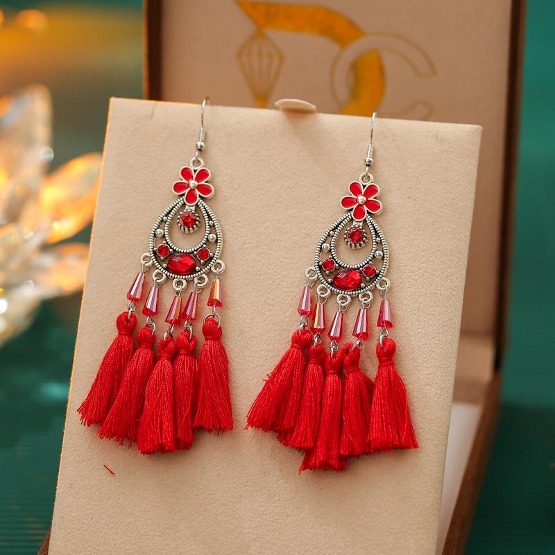 Bohemian Fashion Enamel Flower Geometric Tassel Long Earrings For Women Crystal Rhinestone Handmade Boho Wedding Zircon Gift красный
Bohemian Fashion Enamel Flower Geometric Tassel Long Earrings For Women Crystal Rhinestone Handmade Boho Wedding Zircon Gift красный