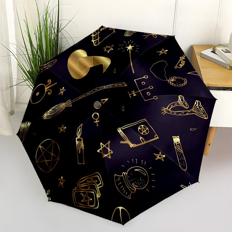 1pc Witchcraft Symbols Gold Black Umbrella with Plastic Handle,Suitable for All Seasons Travel Outdoor Multi-functional UmbrellaDCS214
1pc Witchcraft Symbols Gold Black Umbrella with Plastic Handle,Suitable for All Seasons Travel Outdoor Multi-functional UmbrellaDCS214