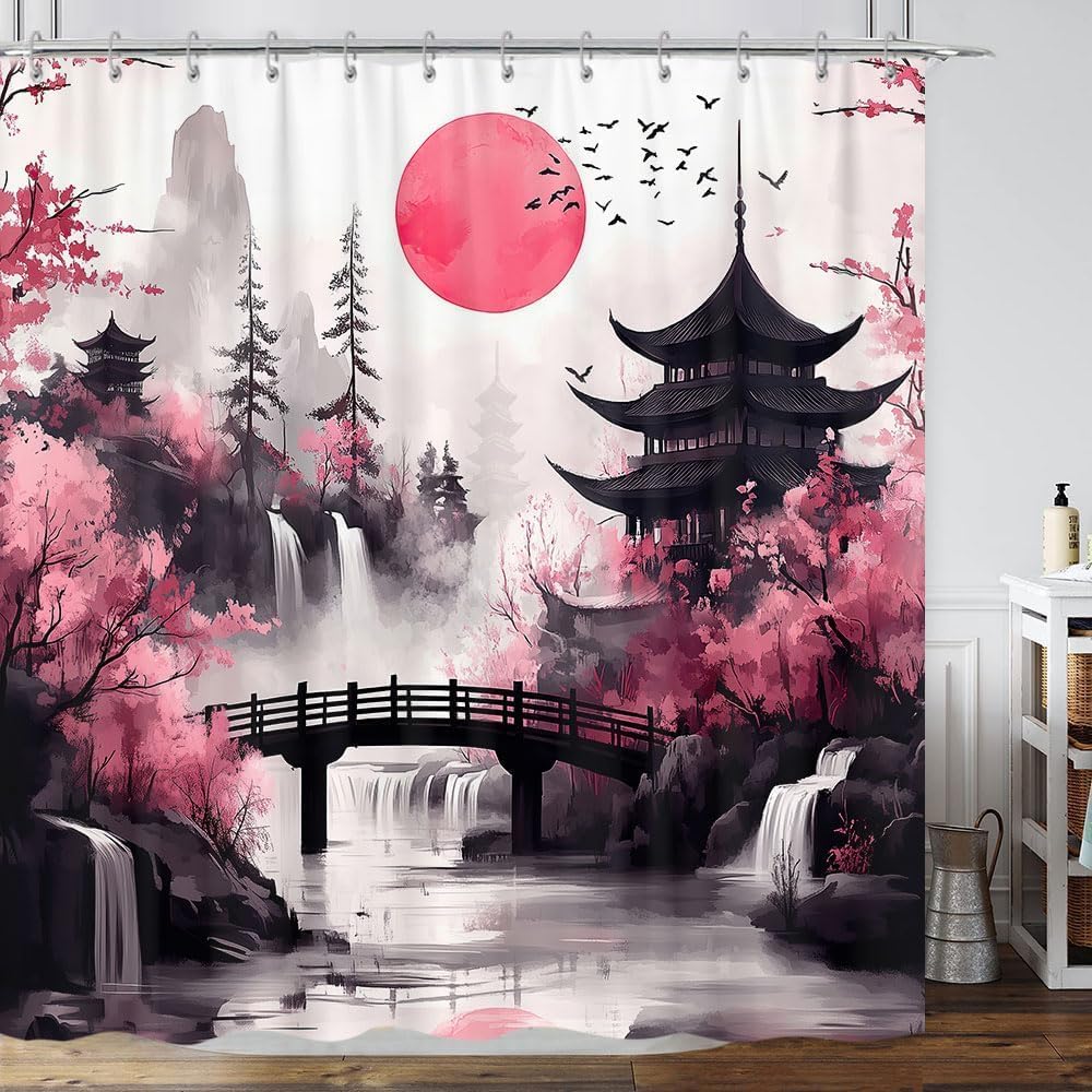 Japanese Anime Shower Curtain,Cool Watercolor Japan Cherry Blossom Floral Mountain Asian Oriental Abstract Art Shower Curtain W60H190(CM)-1 Pcs
Japanese Anime Shower Curtain,Cool Watercolor Japan Cherry Blossom Floral Mountain Asian Oriental Abstract Art Shower Curtain W60H190(CM)-1 Pcs