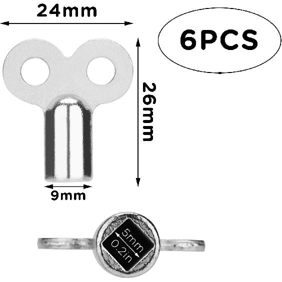 6Pcs Radiator Valve Keys, Radiator Bleed Hole Key Radiator Vent Air Valve Key Plumbing Valve Key for Radiators and Faucet (Silver)
6Pcs Radiator Valve Keys, Radiator Bleed Hole Key Radiator Vent Air Valve Key Plumbing Valve Key for Radiators and Faucet (Silver)