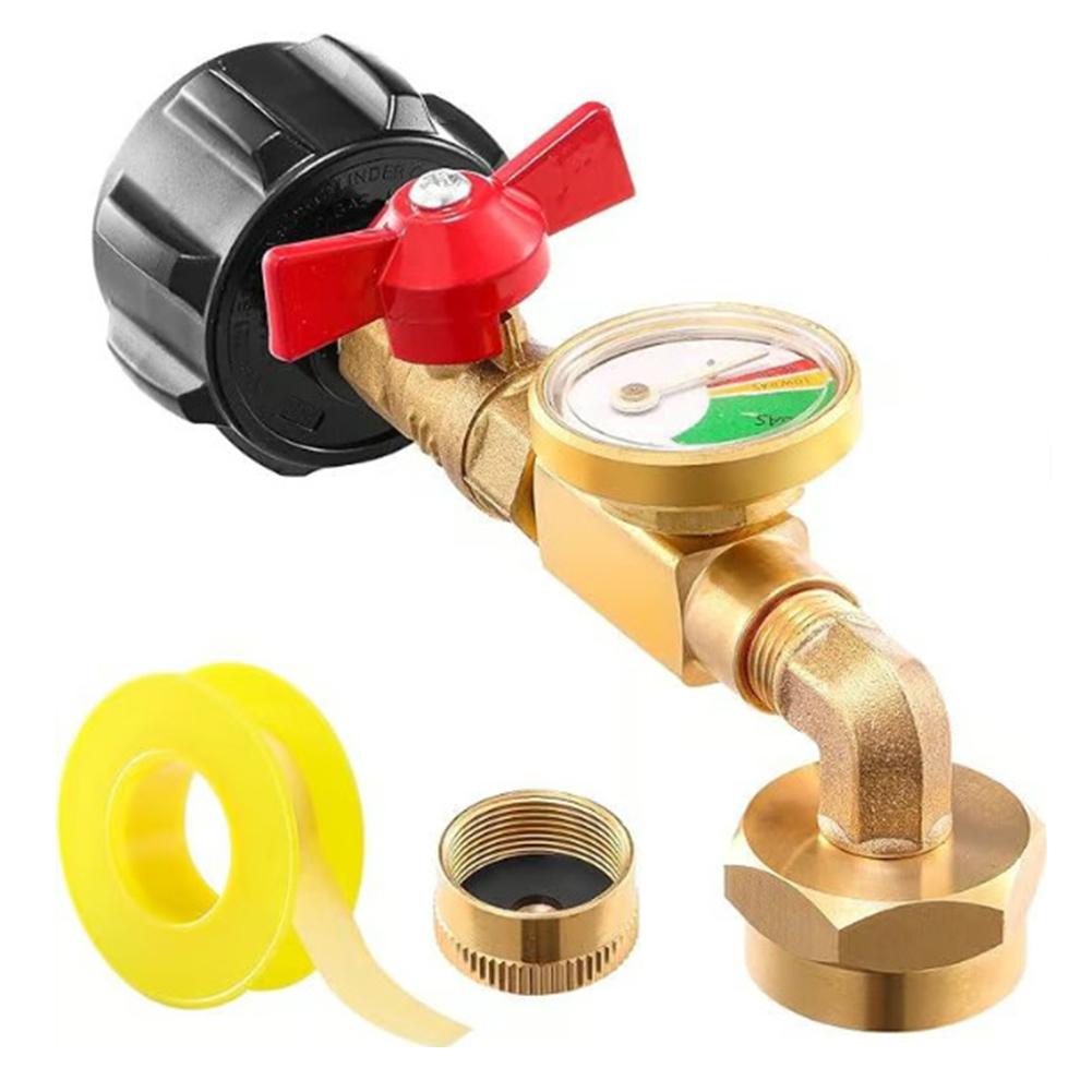 Outdoor Cooking Essential Brass Propane Refill Elbow Adapter with Gauge
Outdoor Cooking Essential Brass Propane Refill Elbow Adapter with Gauge