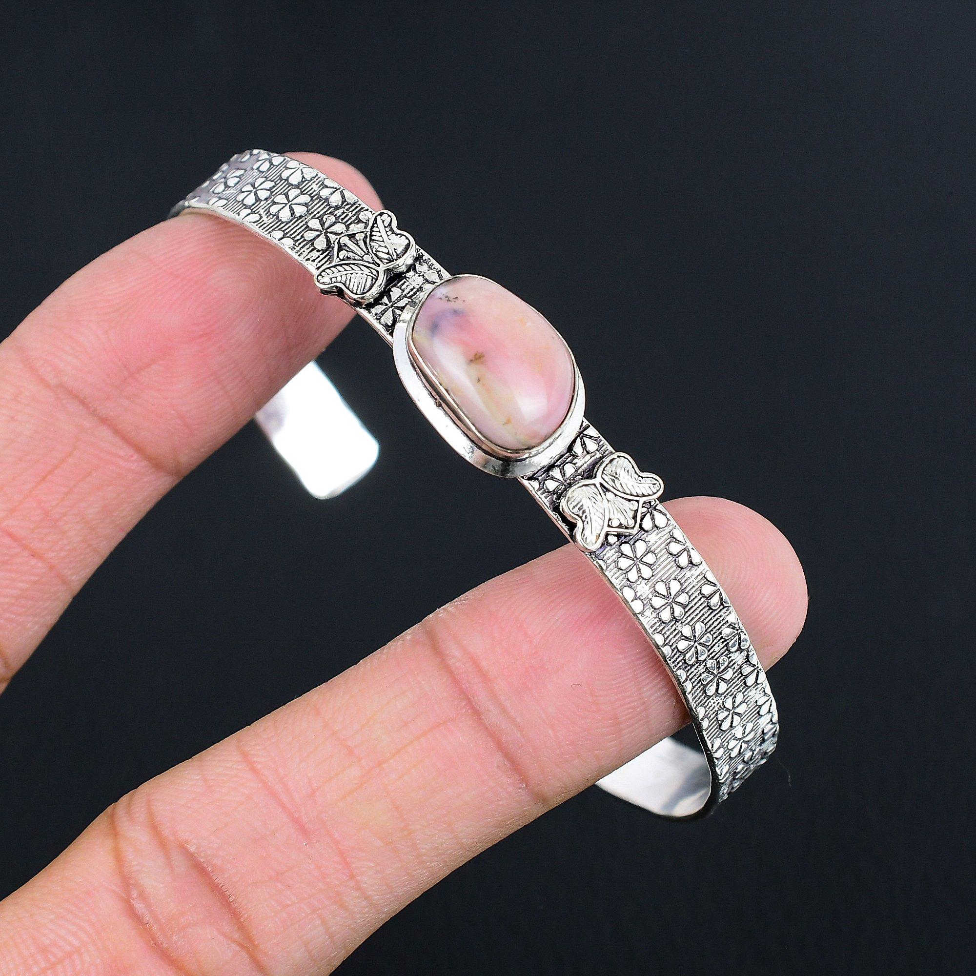 Natural Pink Opal Gemstone 925 Sterling Silver Bangle Adjustable For Women Adjustable
Natural Pink Opal Gemstone 925 Sterling Silver Bangle Adjustable For Women Adjustable
