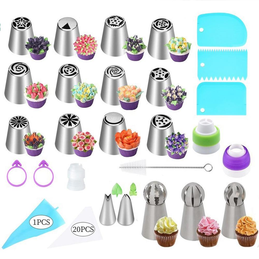 47-Piece Russian Piping Nozzle Set With Nozzles, Large Stainless Steel Piping Nozzles, Silicone Piping Bags, Reusable, 3 Colors In 1 Adapter
47-Piece Russian Piping Nozzle Set With Nozzles, Large Stainless Steel Piping Nozzles, Silicone Piping Bags, Reusable, 3 Colors In 1 Adapter