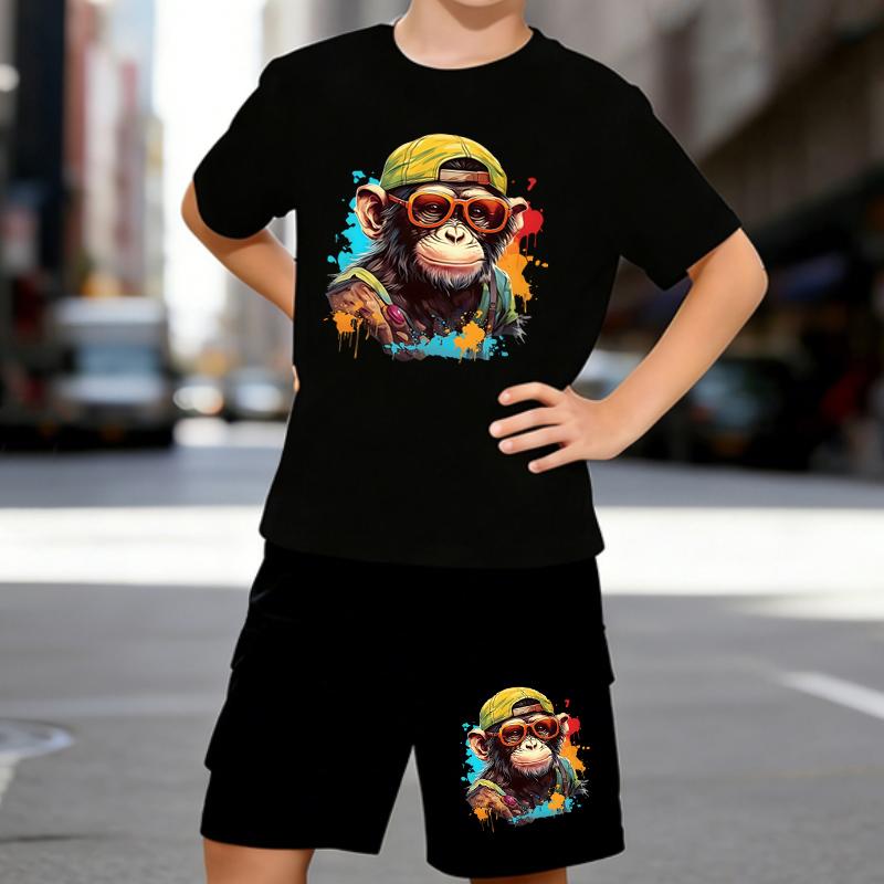 Boys 2 Piece Graffiti monkey printed outfit, Short Sleeve T-Shirt and Shorts Set for Kids Age 5-14,Black,White Sporty Casual Summer Clothes 5-6 Years чёрный
Boys 2 Piece Graffiti monkey printed outfit, Short Sleeve T-Shirt and Shorts Set for Kids Age 5-14,Black,White Sporty Casual Summer Clothes 5-6 Years чёрный