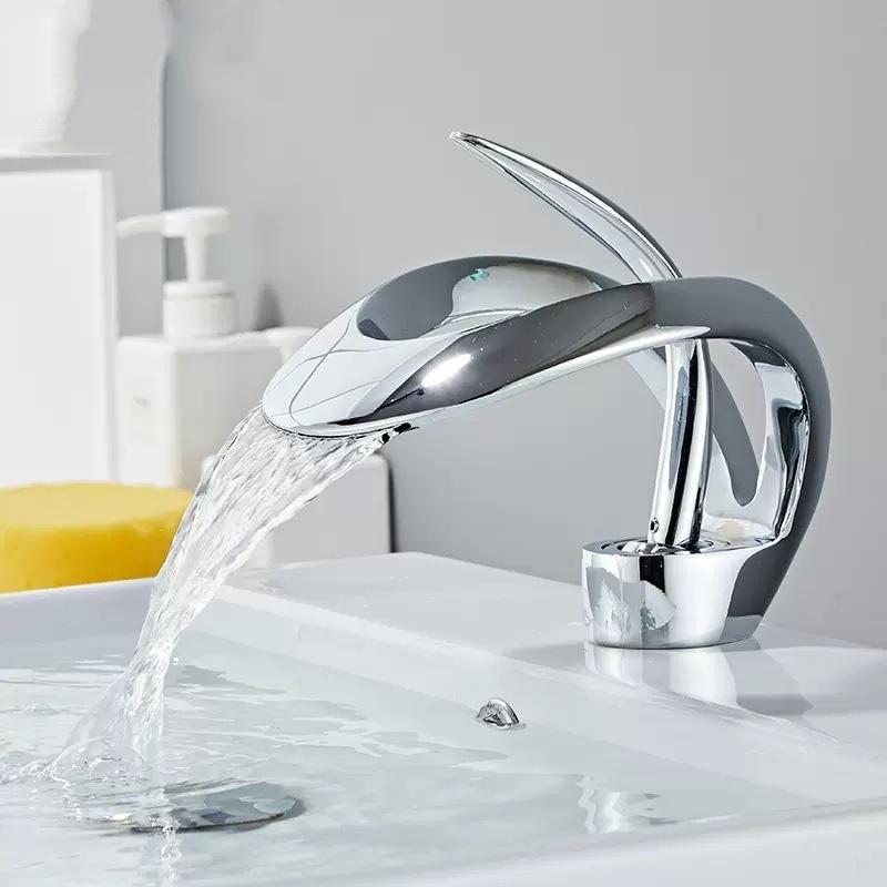 White Bathroom Basin Faucet Gray Sink Faucet Single Lever hot and cold Waterfall Crane Brass Sink mixer Black Chrome Tap
White Bathroom Basin Faucet Gray Sink Faucet Single Lever hot and cold Waterfall Crane Brass Sink mixer Black Chrome Tap