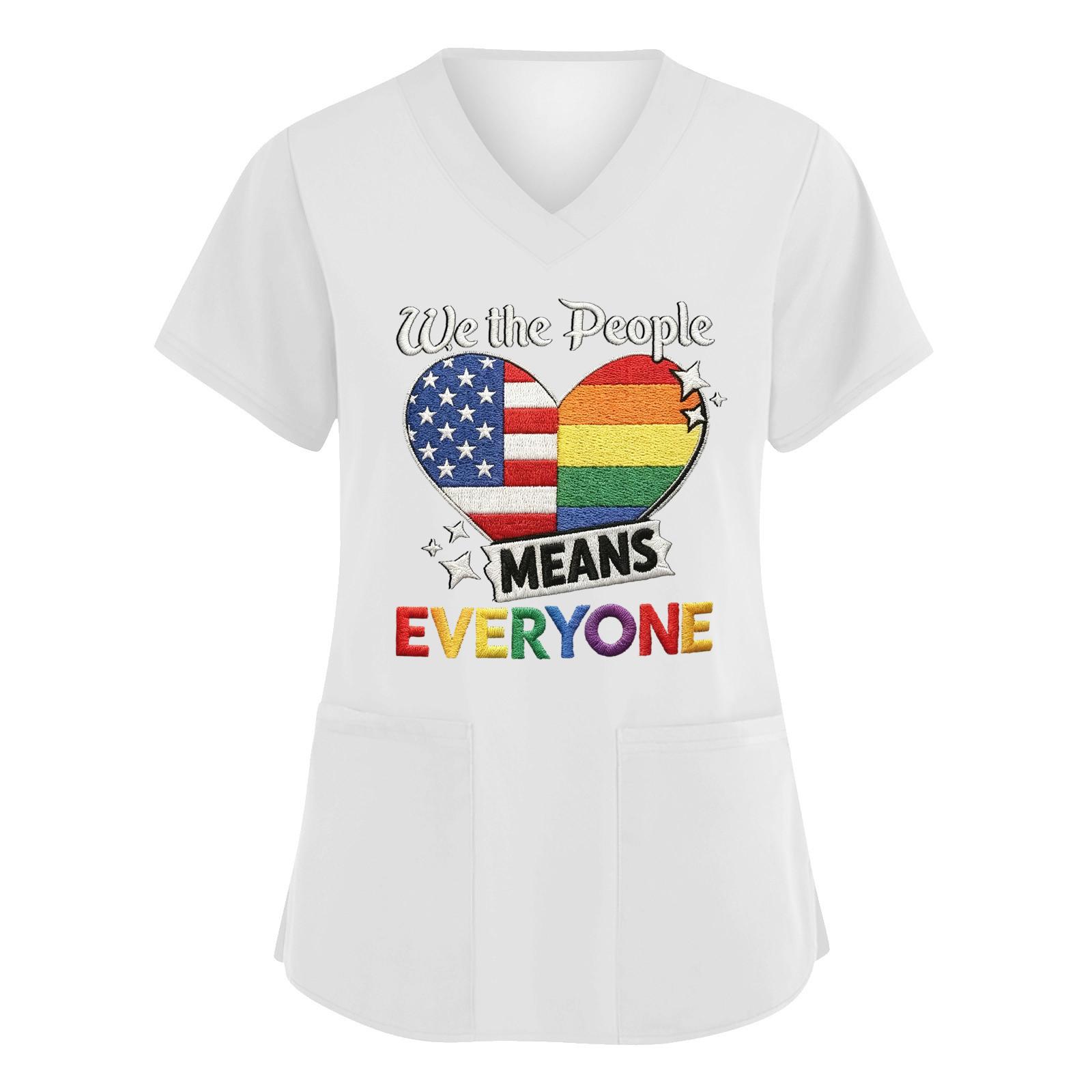 Women V Neck Short Sleeve Work Shirt with Pockets Independence Day Graphic Top Caregiver Uniform Comfortable Fit XXXXXL білий
Women V Neck Short Sleeve Work Shirt with Pockets Independence Day Graphic Top Caregiver Uniform Comfortable Fit XXXXXL білий