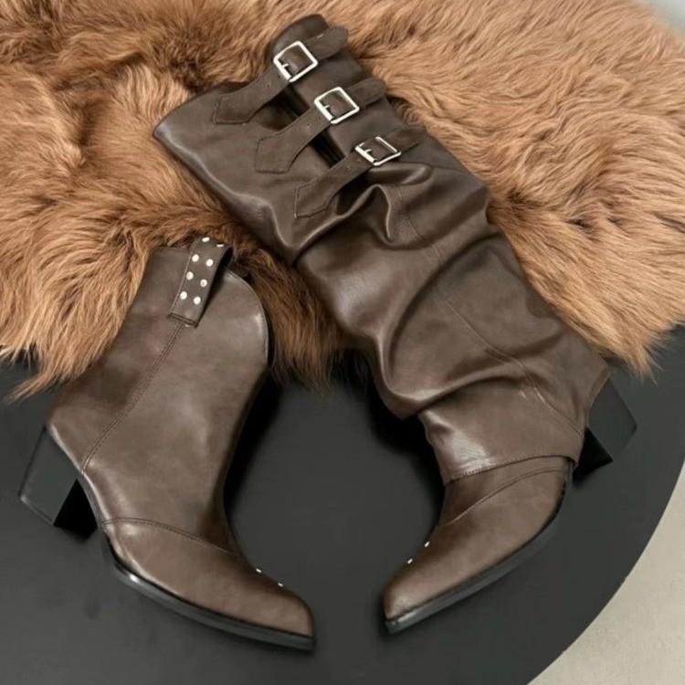 Женские полусапоги винтажные мотоциклетные ботинки модные плиссированные с ремешком и пряжкой женская обувь с острым носком квадратный каблук сапоги до колена 41 темно-коричневого
Женские полусапоги винтажные мотоциклетные ботинки модные плиссированные с ремешком и пряжкой женская обувь с острым носком квадратный каблук сапоги до колена 41 темно-коричневого