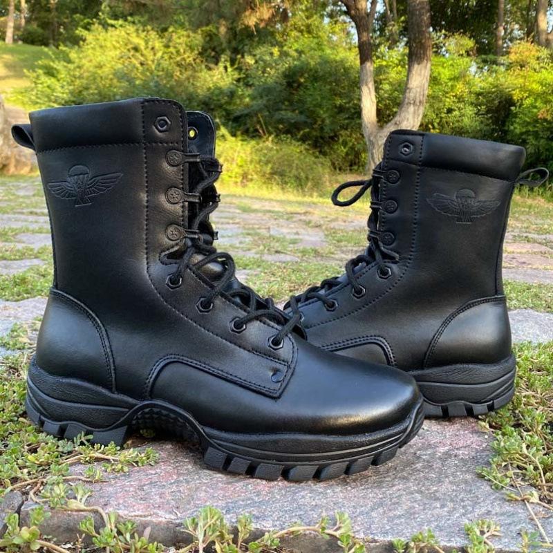 New airborne boot leather outdoor super solid light soft bottom shock absorption, wear-resistant and anti-puncture training military fans combat 46 
New airborne boot leather outdoor super solid light soft bottom shock absorption, wear-resistant and anti-puncture training military fans combat 46