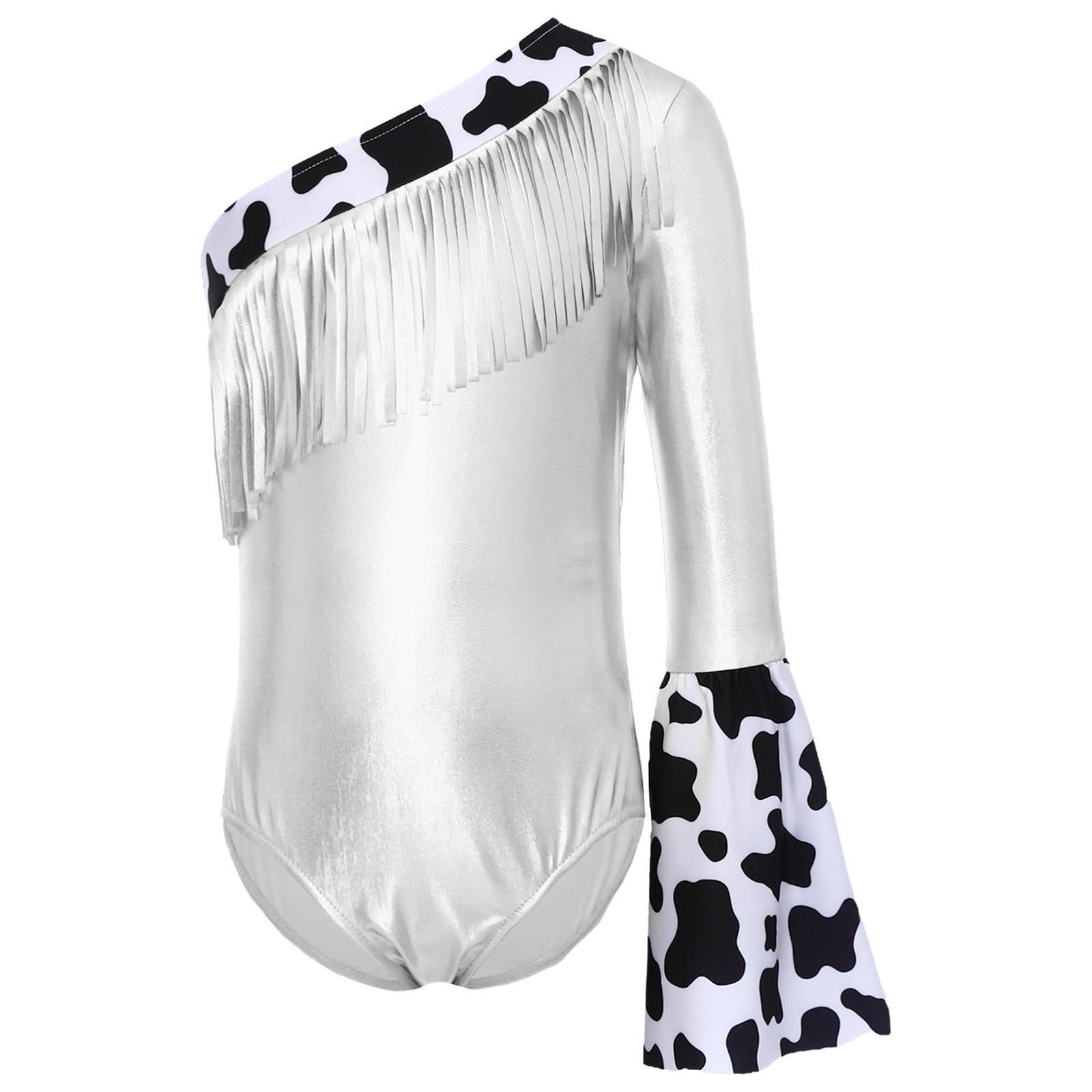 Girls Cowgirl Costume Left Long Flare Sleeve Fringed Metallic Patchwork Leotard Press Buttons Bodysuit 11-12 Years срібний
Girls Cowgirl Costume Left Long Flare Sleeve Fringed Metallic Patchwork Leotard Press Buttons Bodysuit 11-12 Years срібний
