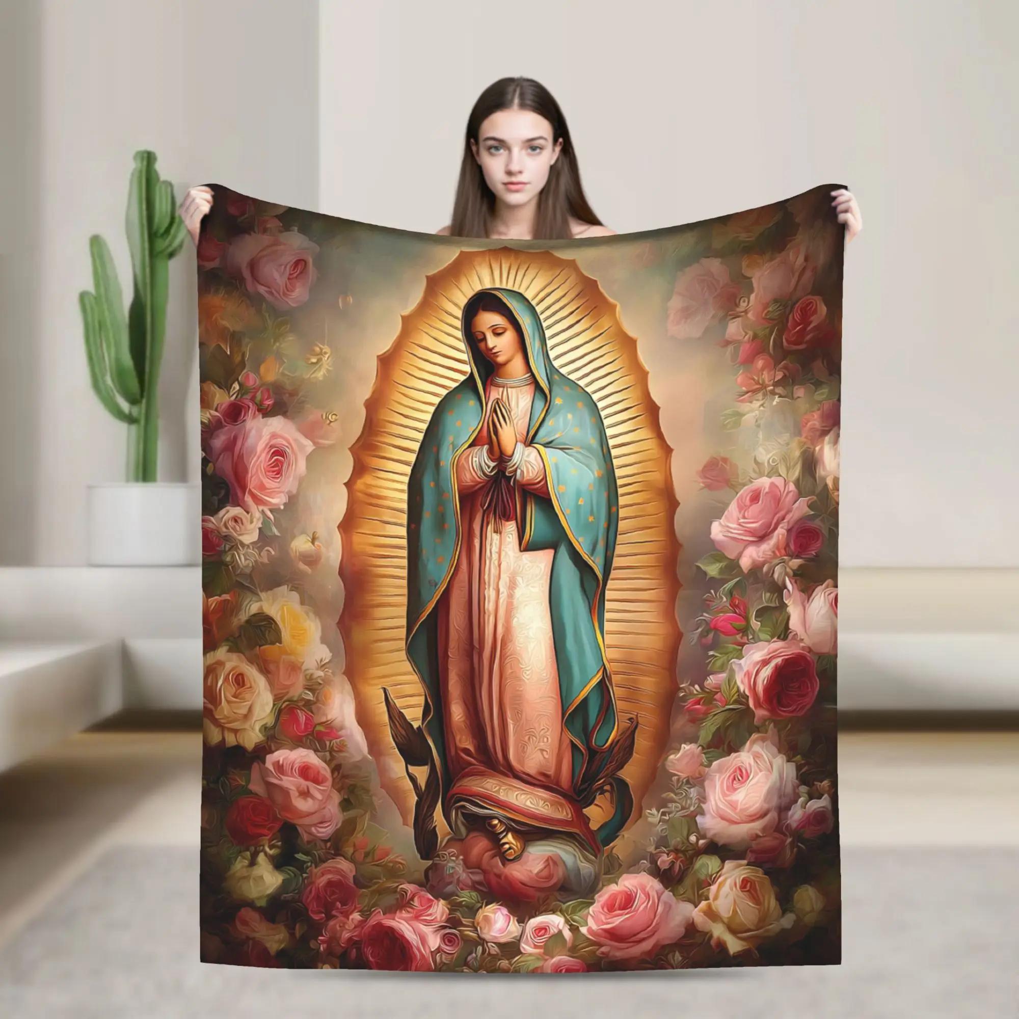 Warm Soft Flannel Blanket with Virgin Mary and Roses Design Travel Throw for Sofa Bed Outdoor Use 40x50inch 101x127cm
Warm Soft Flannel Blanket with Virgin Mary and Roses Design Travel Throw for Sofa Bed Outdoor Use 40x50inch 101x127cm