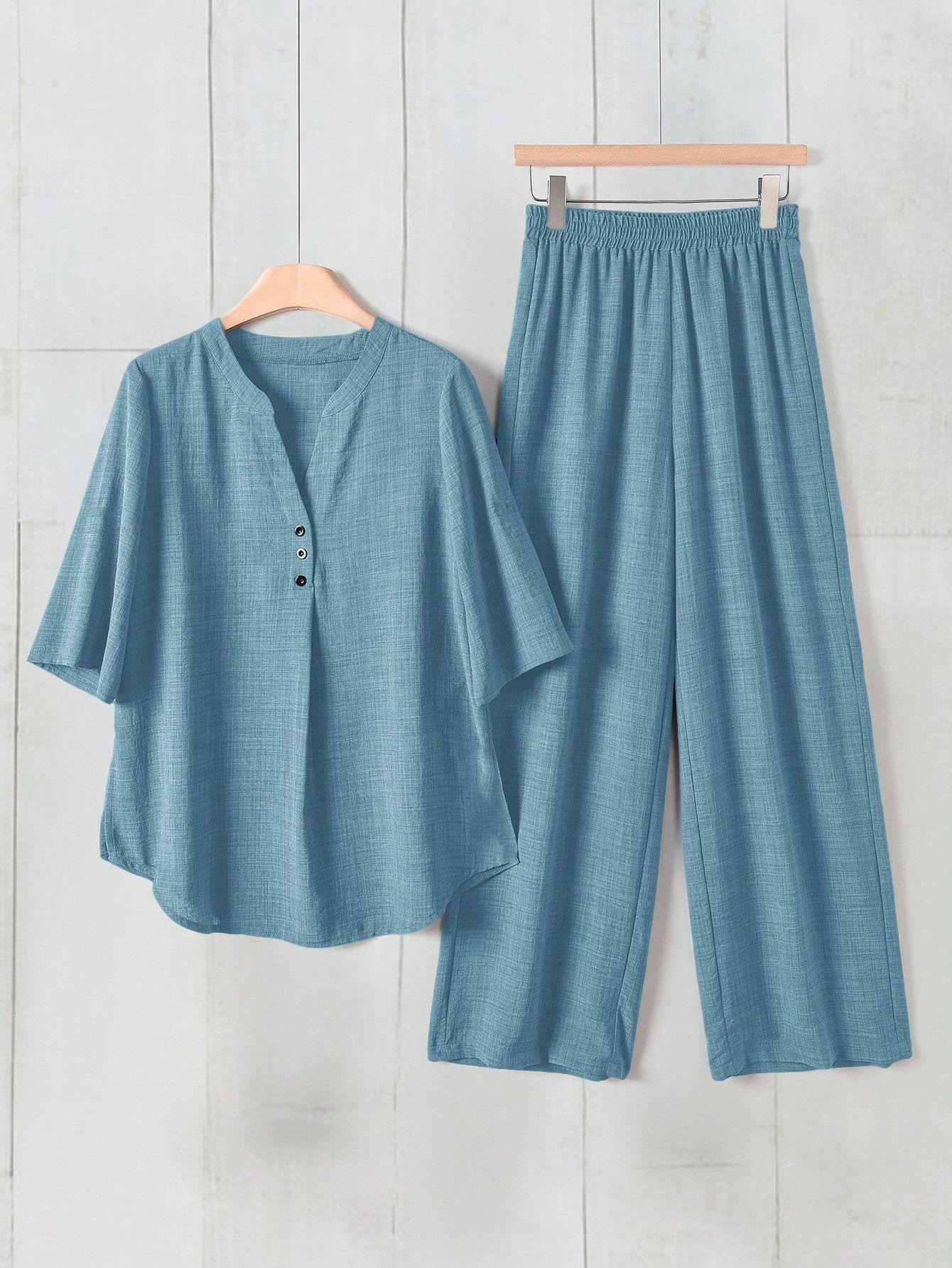 2026 European Plus Size Loose Casual Two-piece Set: V-neck Short Sleeve Top & Long Pants 3XL
2026 European Plus Size Loose Casual Two-piece Set: V-neck Short Sleeve Top & Long Pants 3XL