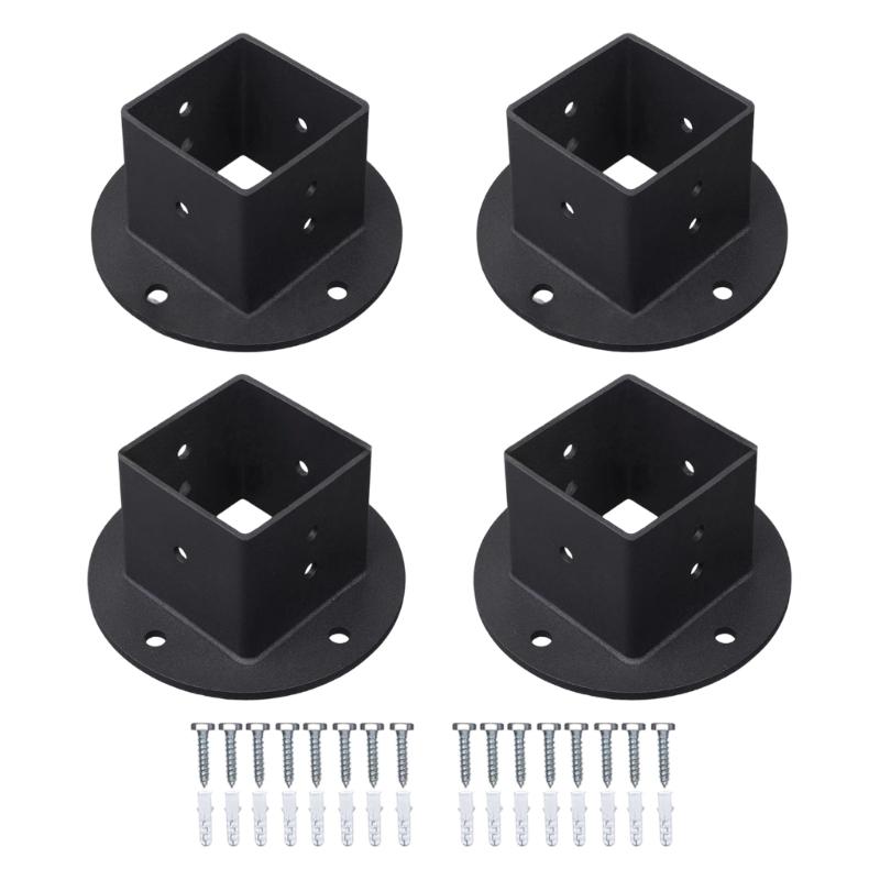 Pack Of 4 Strong Metal Square Base Fence Post Brackets For Strong Stable Railing Support Outdoor Indoor Installation 1
Pack Of 4 Strong Metal Square Base Fence Post Brackets For Strong Stable Railing Support Outdoor Indoor Installation 1
