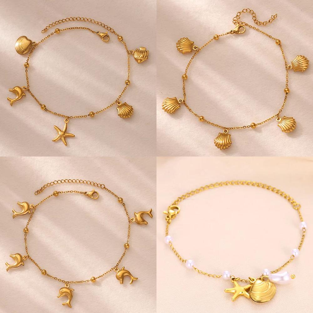 Starfish Shell Stainless Steel Anklets For Women Fashion Gold Color Ankle Bracelet Trendy Summer Beach Vacation Ocean Jewelry
Starfish Shell Stainless Steel Anklets For Women Fashion Gold Color Ankle Bracelet Trendy Summer Beach Vacation Ocean Jewelry
