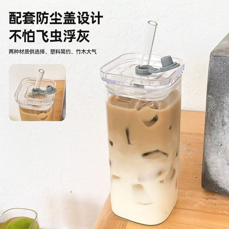 Square Glass Water Cup INS Style, Attractive, with Lid and Straw, Transparent, Simple, Milk Cup, Home Coffee Cup, Latte Cup 400ml
Square Glass Water Cup INS Style, Attractive, with Lid and Straw, Transparent, Simple, Milk Cup, Home Coffee Cup, Latte Cup 400ml