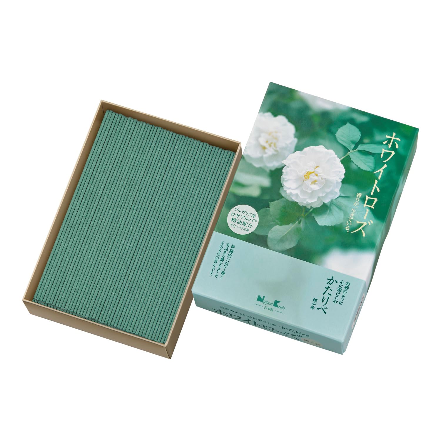 Kataribe White Rose Large Capacity 200g Incense Stick Nippon Kodo Low Smoke Approx. зелений
Kataribe White Rose Large Capacity 200g Incense Stick Nippon Kodo Low Smoke Approx. зелений
