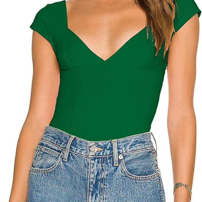 Женская однотонная облегающая футболка с v-образным вырезом и глубоким вырезом на груди, сексуальный топ XL зелёный
Женская однотонная облегающая футболка с v-образным вырезом и глубоким вырезом на груди, сексуальный топ XL зелёный