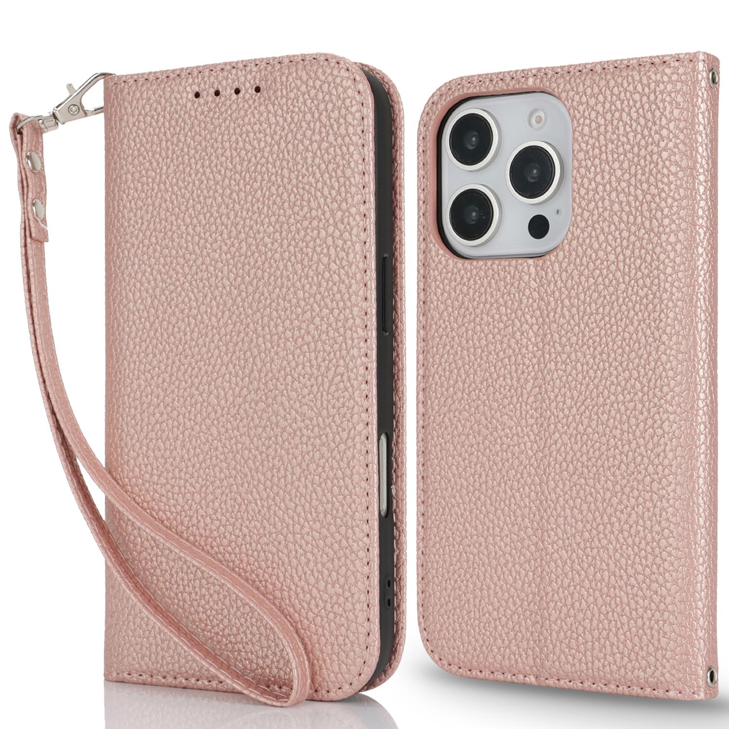 Stand Case for iPhone 16 Pro Litchi Texture Leather Flip Phone Cover with Strap/Wallet Rose Gold
Stand Case for iPhone 16 Pro Litchi Texture Leather Flip Phone Cover with Strap/Wallet Rose Gold