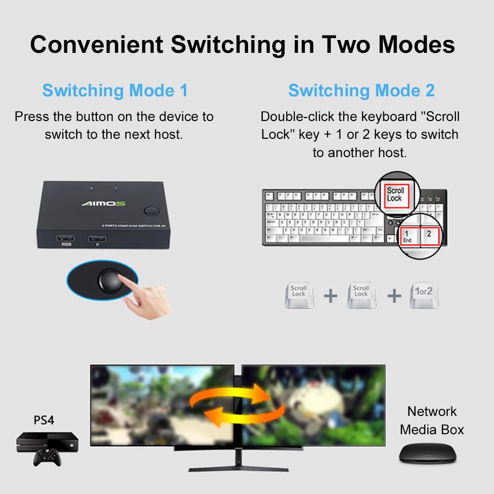 KCEVE KC-KVM201 USB3.0 для HD 2-в-1 виходу KVM-перемикача Підтримка до 3840*2160 при 30 Гц 0 чорний
KCEVE KC-KVM201 USB3.0 для HD 2-в-1 виходу KVM-перемикача Підтримка до 3840*2160 при 30 Гц 0 чорний