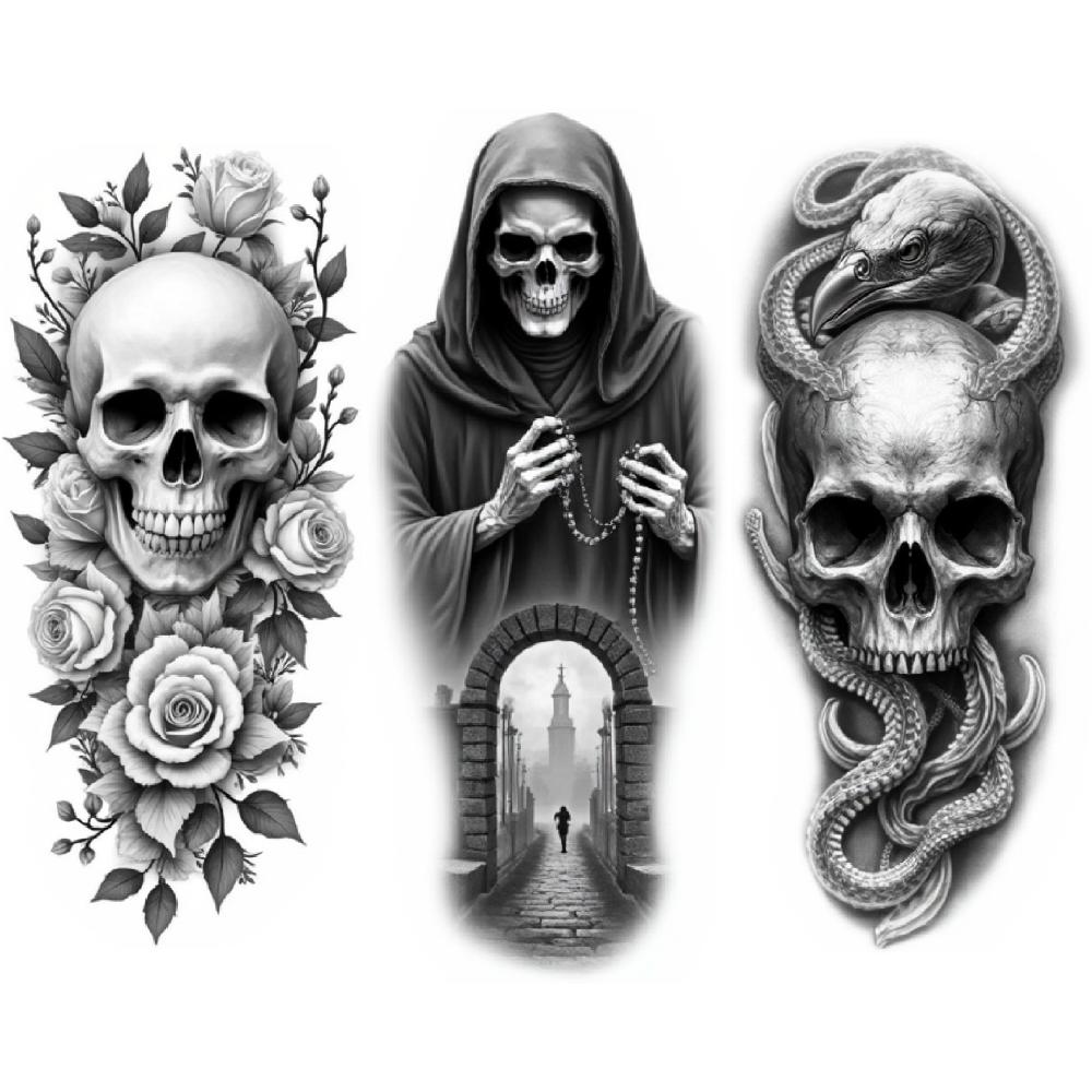 3pcs Temporary Tattoo Realistic Temporary Tattoos Skeleton With Hood Spider Skull Dragon Skull For Men Adults Thighs
3pcs Temporary Tattoo Realistic Temporary Tattoos Skeleton With Hood Spider Skull Dragon Skull For Men Adults Thighs