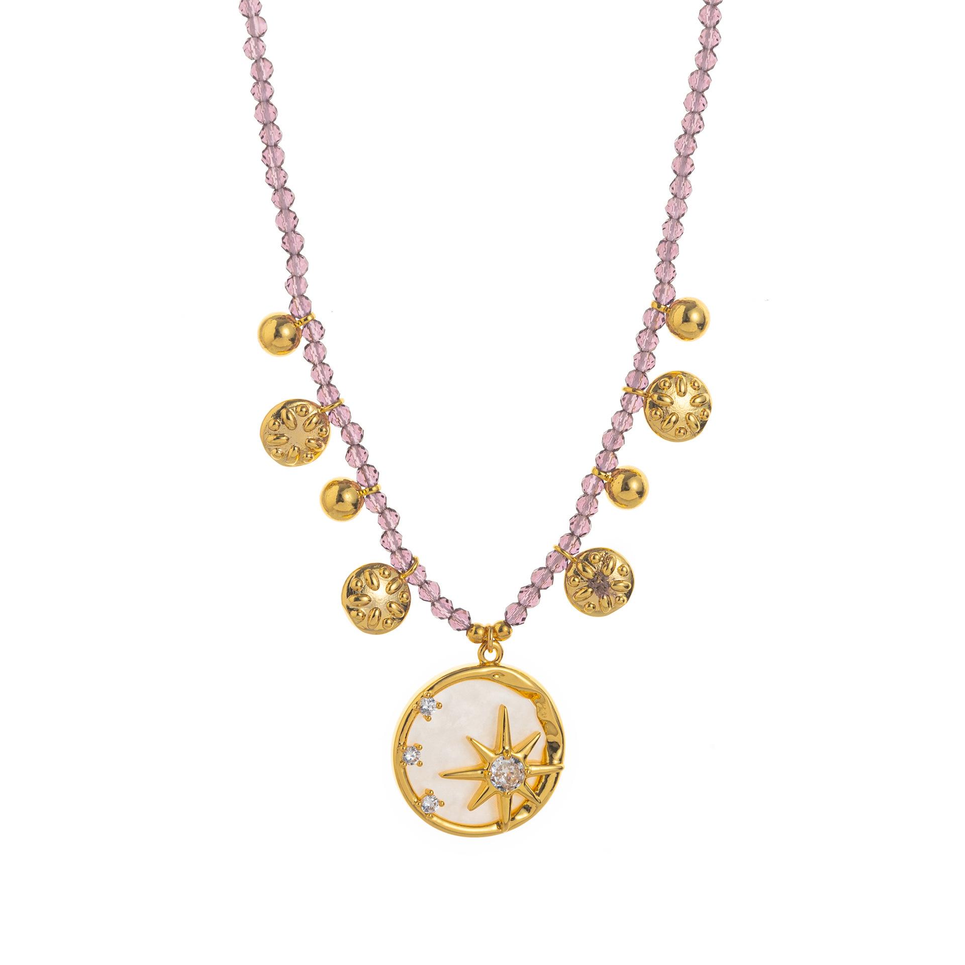 Star Light Octagram Moon Colored Beaded Necklace Flower Purple With Diamonds Dripping Oil
Star Light Octagram Moon Colored Beaded Necklace Flower Purple With Diamonds Dripping Oil