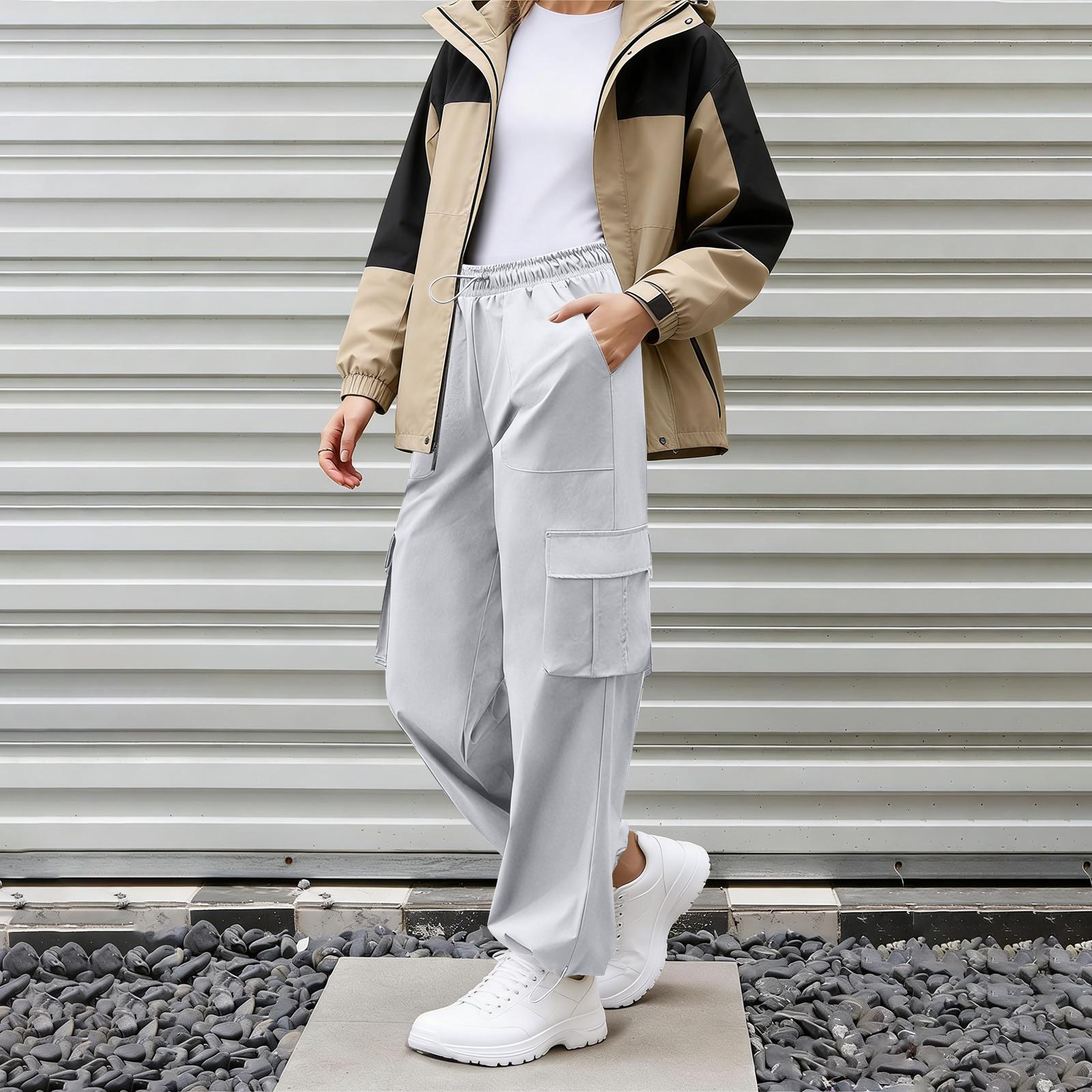 Women’s Loose Fit High Waist Cargo Pants with Multiple Pockets Elastic Waistband Drawstring Hem Casual Trousers for Daily Wear XL білий
Women’s Loose Fit High Waist Cargo Pants with Multiple Pockets Elastic Waistband Drawstring Hem Casual Trousers for Daily Wear XL білий