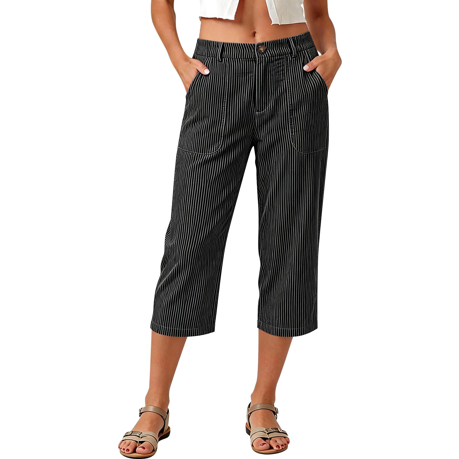 Women High Waist Casual Capris Pants with Pockets Lightweight Striped Cropped Trousers for Outdoor and Everyday Wear L чёрный
Women High Waist Casual Capris Pants with Pockets Lightweight Striped Cropped Trousers for Outdoor and Everyday Wear L чёрный