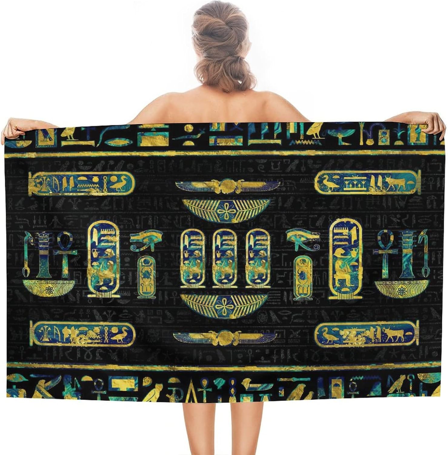 Vintage EgyptBeach Towel,Abstract Egyptian Ancient Culture Black Gold Hieroglyph SymbolSand-Absorbing Microfiber Beach Towel for W30*H60(CM)
Vintage EgyptBeach Towel,Abstract Egyptian Ancient Culture Black Gold Hieroglyph SymbolSand-Absorbing Microfiber Beach Towel for W30*H60(CM)
