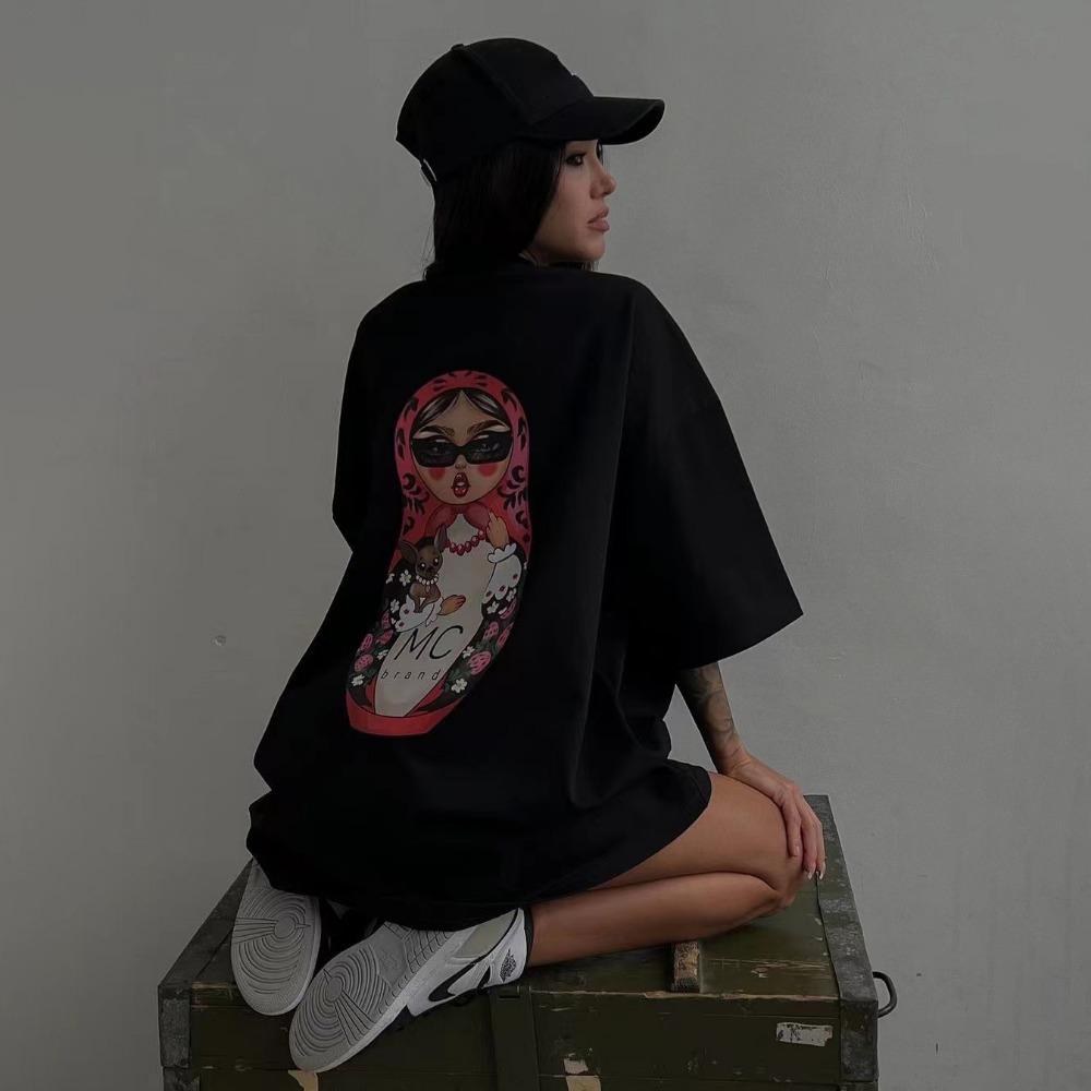 Harajuku style short-sleeved women s T-shirt, street style matryoshka doll print top, summer women s clothing 5XL
Harajuku style short-sleeved women s T-shirt, street style matryoshka doll print top, summer women s clothing 5XL