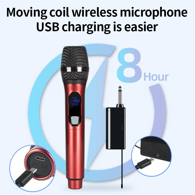 Беспроводной микрофон с зарядкой через USB, 8 часов, 2 канала, UHF, профессиональный ручной микрофон для вечеринки, караоке, церковного шоу, встречи
Беспроводной микрофон с зарядкой через USB, 8 часов, 2 канала, UHF, профессиональный ручной микрофон для вечеринки, караоке, церковного шоу, встречи