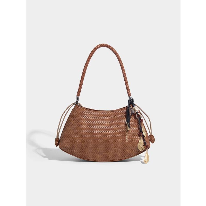 French woven vegetable basket bag, women s pu leather single-shoulder bag, retro handcrafted bag, ins style M світло-коричневого кольору
French woven vegetable basket bag, women s pu leather single-shoulder bag, retro handcrafted bag, ins style M світло-коричневого кольору