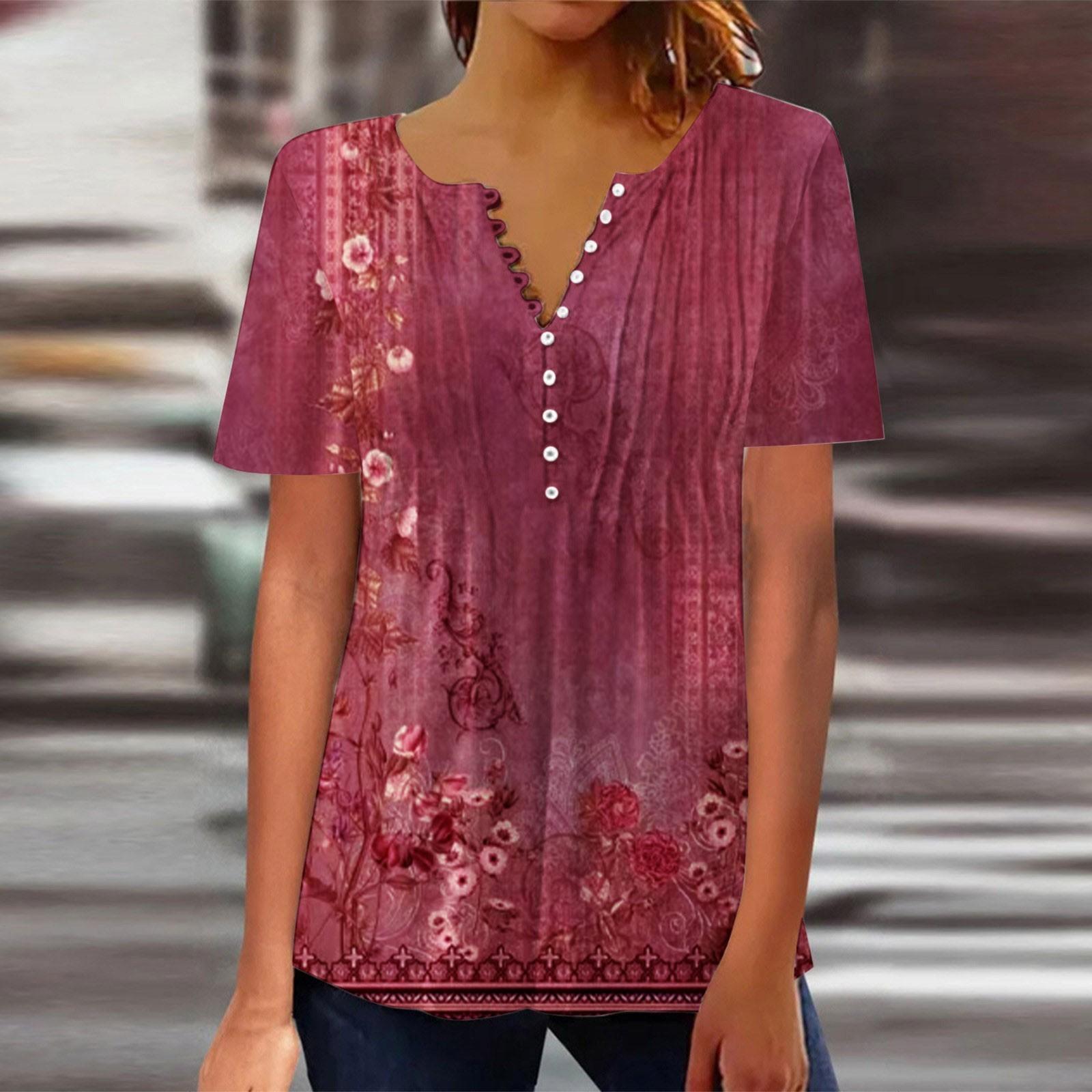 Топы для женщин с цветочным принтом, повседневная блузка с круглым вырезом и пуговицами, плиссированная свободная рубашка-пуловер с короткими рукавами L винный
Топы для женщин с цветочным принтом, повседневная блузка с круглым вырезом и пуговицами, плиссированная свободная рубашка-пуловер с короткими рукавами L винный