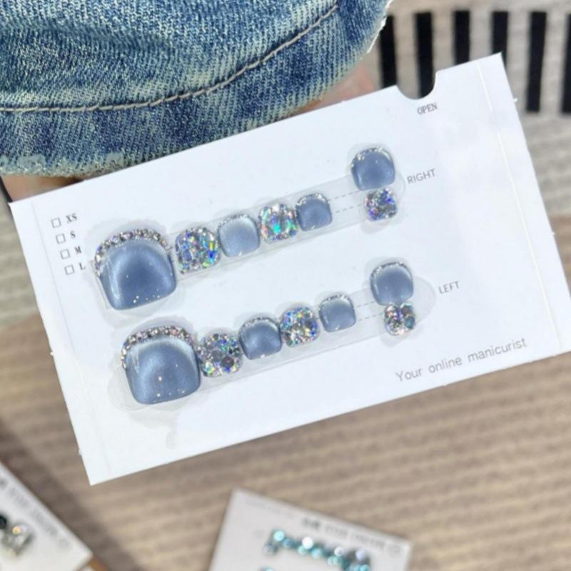 Handmade Blue Cat Eye Toe Nail Patches - Stylish High-End False Nails Sapphire 14 pcs Foot M
Handmade Blue Cat Eye Toe Nail Patches - Stylish High-End False Nails Sapphire 14 pcs Foot M