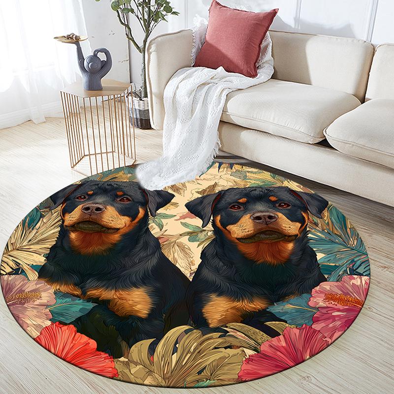 Rottweiler and leaves pattern round rug,Carpet Rug for Living Room Bedroom Playroom ,Non-slip Floor Mat,Holiday Gifts and Birthday Gifts. 80cmx80cm
Rottweiler and leaves pattern round rug,Carpet Rug for Living Room Bedroom Playroom ,Non-slip Floor Mat,Holiday Gifts and Birthday Gifts. 80cmx80cm