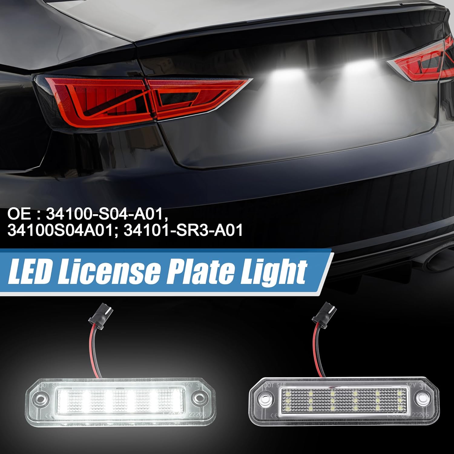 Car 6000K White LED License Plate Light Assembly 34100-S04-A01 2835SMD for Honda Del Sol 2D 1993-1997 ABS Clear Black 1 Pair
Car 6000K White LED License Plate Light Assembly 34100-S04-A01 2835SMD for Honda Del Sol 2D 1993-1997 ABS Clear Black 1 Pair