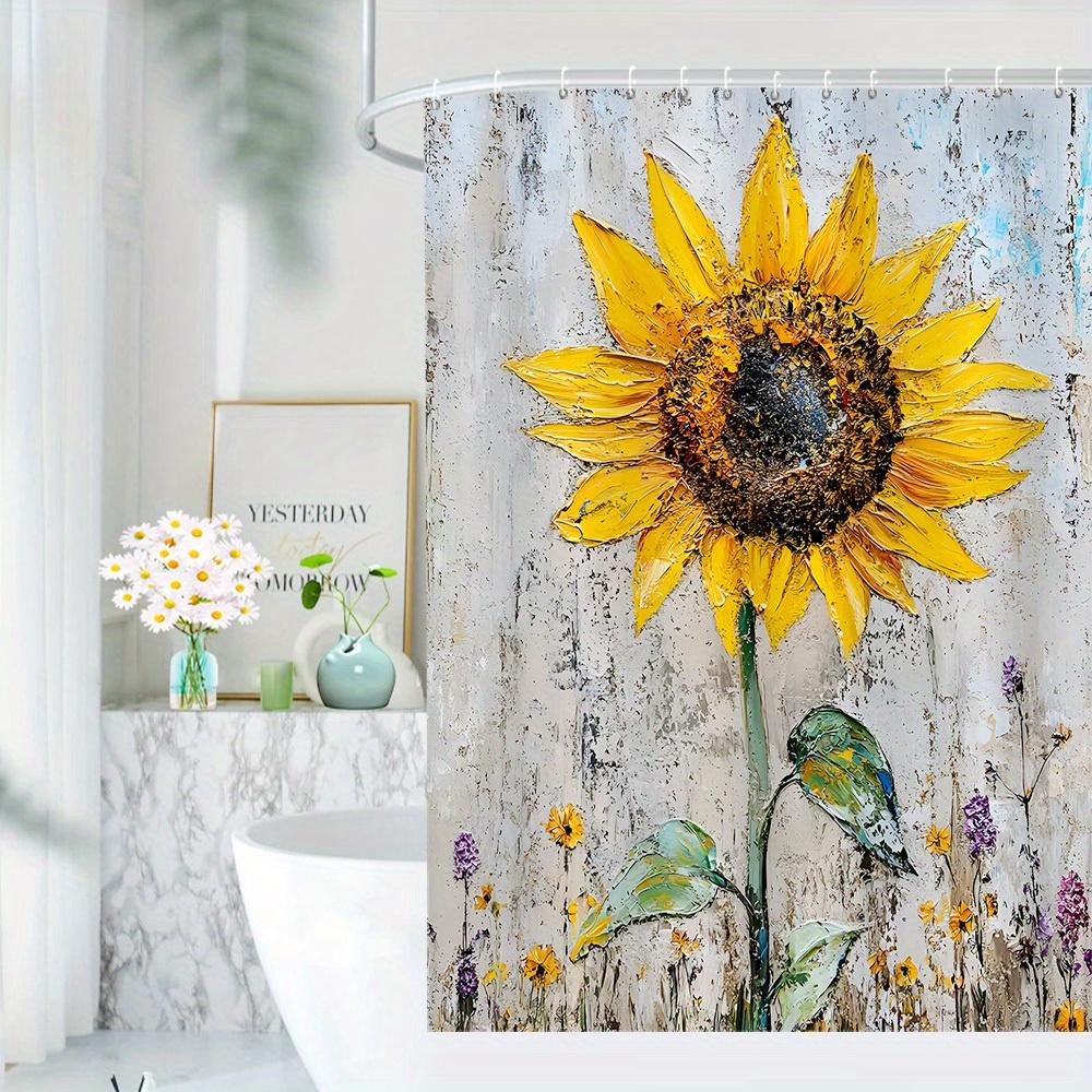 Sunflower Curtain - Digital Print, Rustic Wood, Yellow & Purple Flowers, Machine Washable, Eyelet, Bath Decor W60H190(CM)-1 Pcs
Sunflower Curtain - Digital Print, Rustic Wood, Yellow & Purple Flowers, Machine Washable, Eyelet, Bath Decor W60H190(CM)-1 Pcs