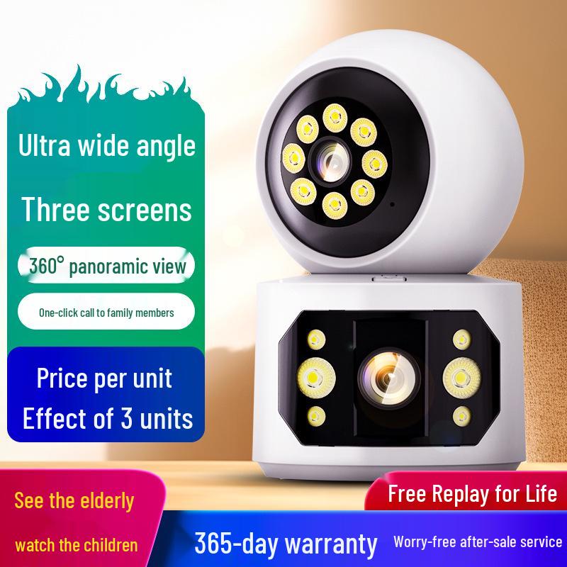 Dual Lens Indoor Surveillance Camera with Night Vision and Audio WIFI Version - No Memory
Dual Lens Indoor Surveillance Camera with Night Vision and Audio WIFI Version - No Memory