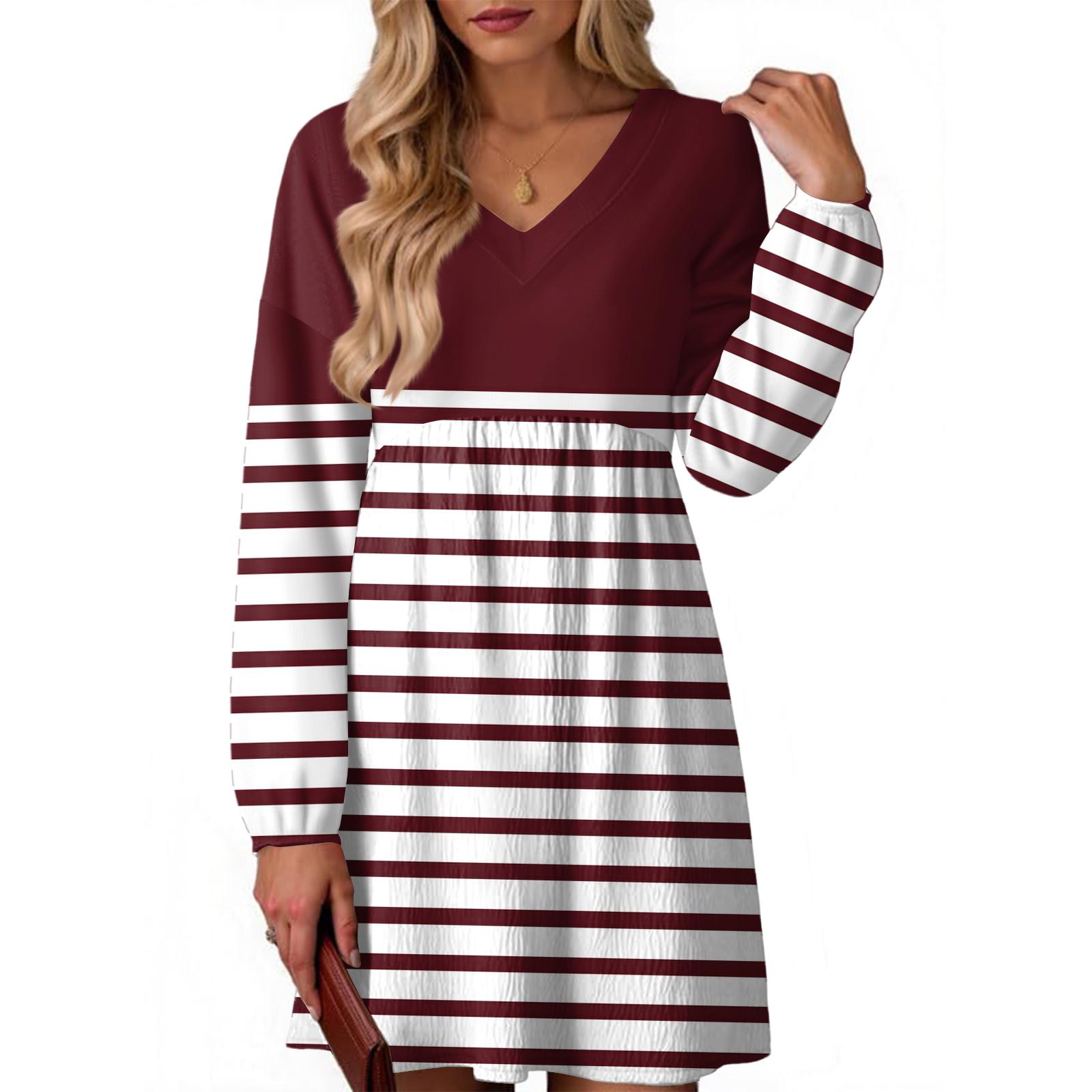 Women s Fashion Striped V-Neck Long Sleeve Dress XL
Women s Fashion Striped V-Neck Long Sleeve Dress XL