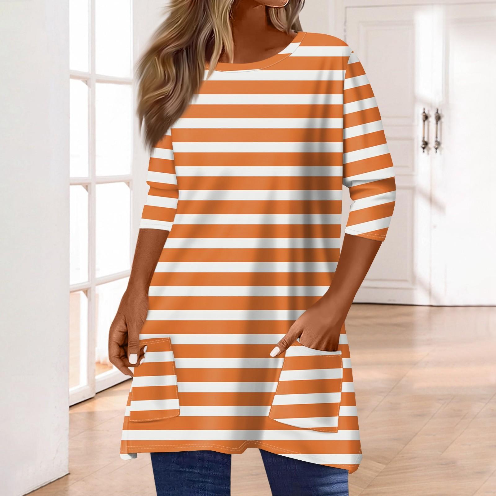 3/4 Sleeve Pocket Tops For Women T-Shirt Casual Print Mid-length Tops T Shirt Round Neck Pullover Blouse S помаранчевий
3/4 Sleeve Pocket Tops For Women T-Shirt Casual Print Mid-length Tops T Shirt Round Neck Pullover Blouse S помаранчевий