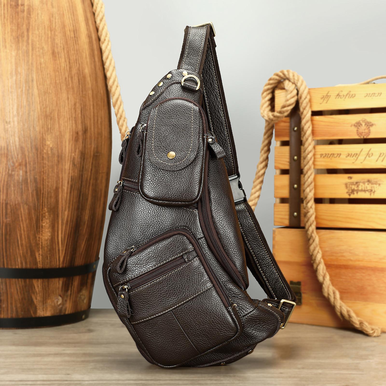 Мужская нагрудная сумка из натуральной кожи, сумка через плечо ручной работы в стиле ретро, многофункциональная мужская сумка через плечо темно-коричневого
Мужская нагрудная сумка из натуральной кожи, сумка через плечо ручной работы в стиле ретро, многофункциональная мужская сумка через плечо темно-коричневого