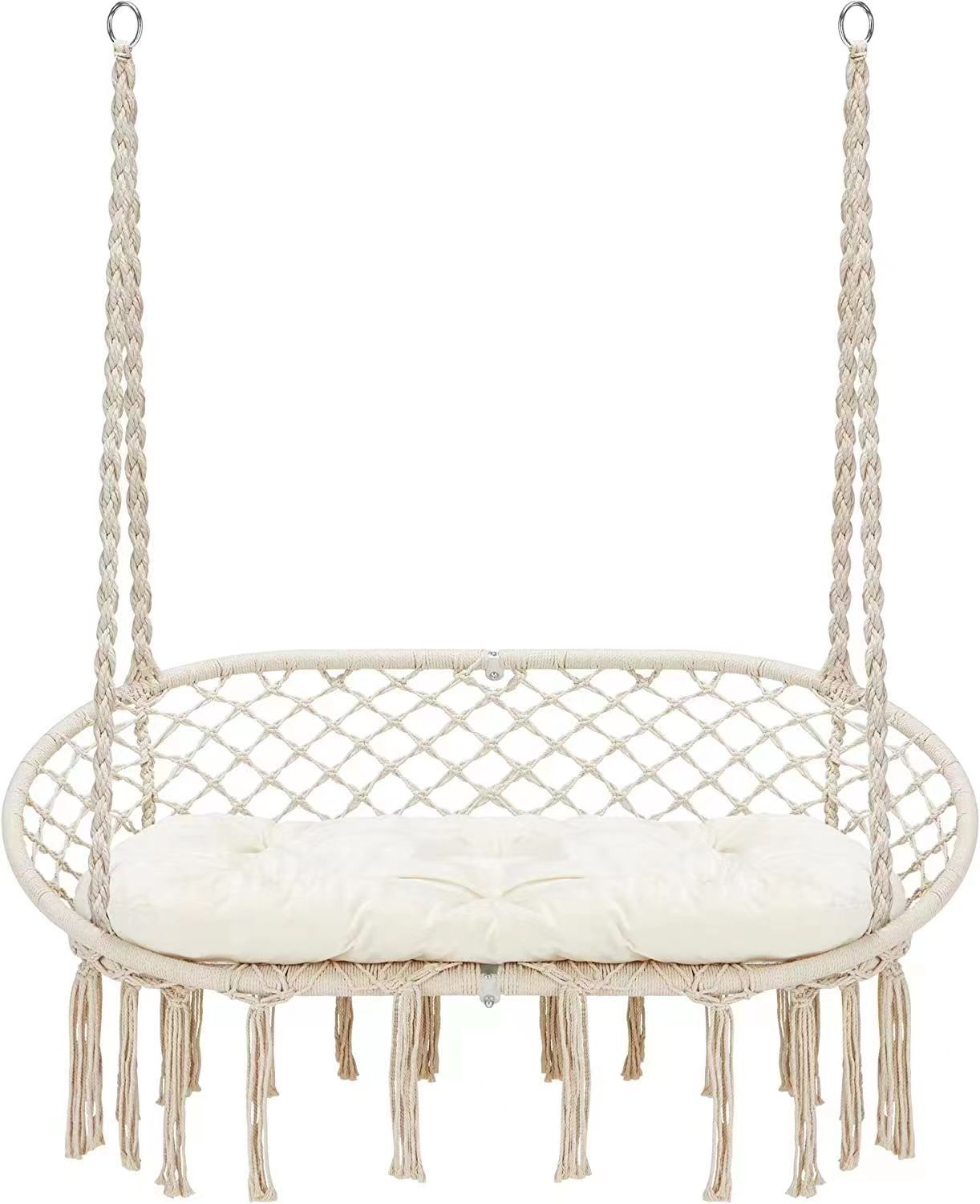Double Hammock Chair Macrame Hanging Swing Chairs with Cushion and Hardware Kit, Adult Swings for Outside,Patio,Balcony, Bedroom білий
Double Hammock Chair Macrame Hanging Swing Chairs with Cushion and Hardware Kit, Adult Swings for Outside,Patio,Balcony, Bedroom білий