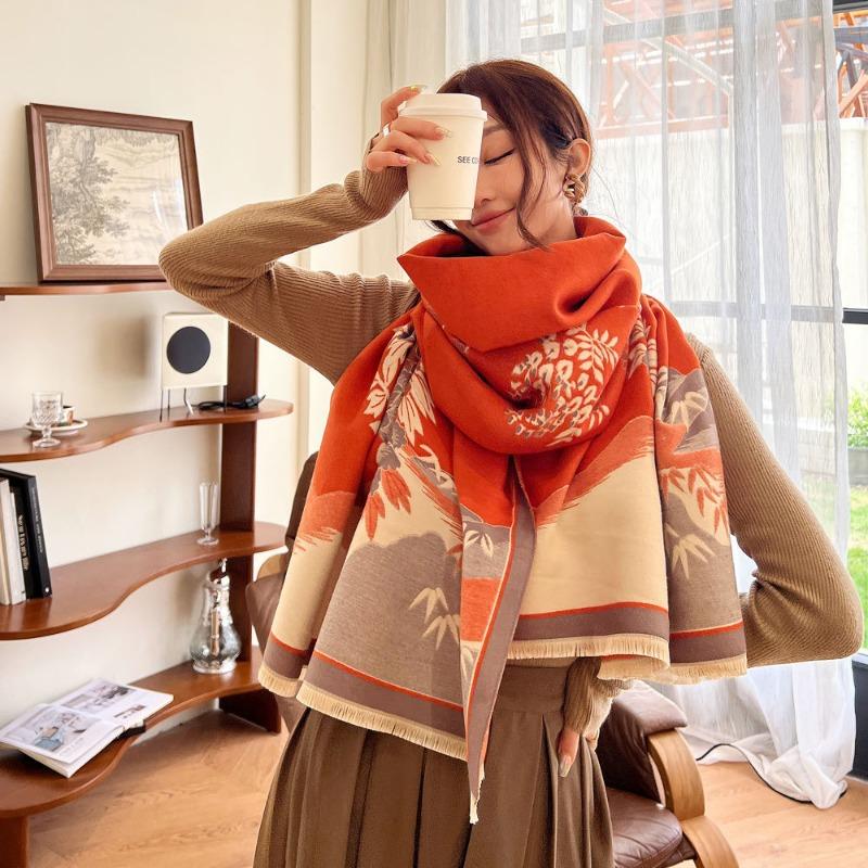 New landscape flower language jacquard scarf autumn and winter high sense imitation cashmere women s scarf versatile thickened shawl 190cm
New landscape flower language jacquard scarf autumn and winter high sense imitation cashmere women s scarf versatile thickened shawl 190cm