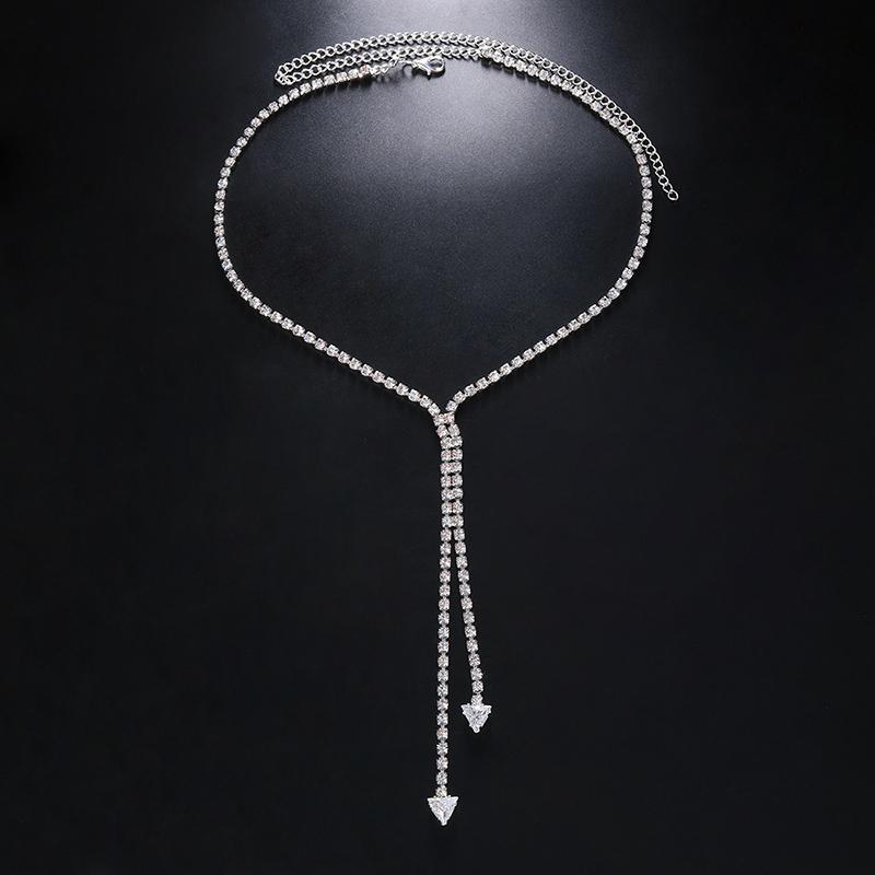 Простая тонкая цепочка со стразами, ожерелье с длинной треугольной кисточкой, однослойное модное колье, дизайнерские ювелирные аксессуары серебряный
Простая тонкая цепочка со стразами, ожерелье с длинной треугольной кисточкой, однослойное модное колье, дизайнерские ювелирные аксессуары серебряный