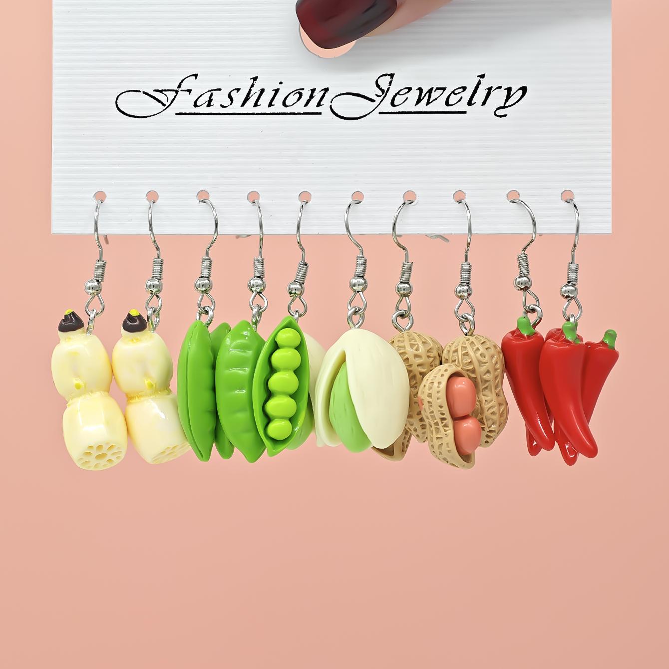 10/40 fashionable earrings, simulated vegetable and fruit combination set, personalized fresh, fun and interesting earrings
10/40 fashionable earrings, simulated vegetable and fruit combination set, personalized fresh, fun and interesting earrings