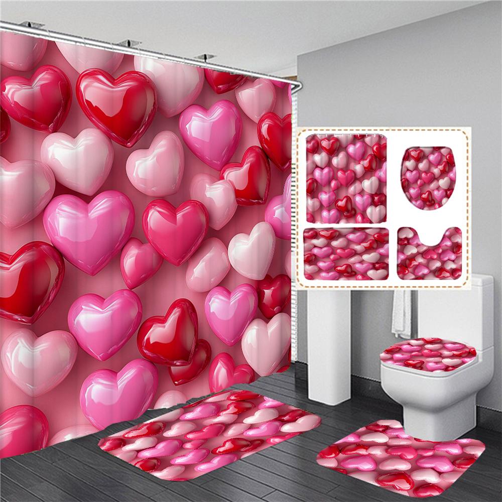 Love Romantic Red Rose Shower Curtain Set Toilet Lid Cover And Bath Mat Valentine S Day Bathroom Curtains With Hooks Home Decor W60H190(CM)-1 Pcs
Love Romantic Red Rose Shower Curtain Set Toilet Lid Cover And Bath Mat Valentine S Day Bathroom Curtains With Hooks Home Decor W60H190(CM)-1 Pcs