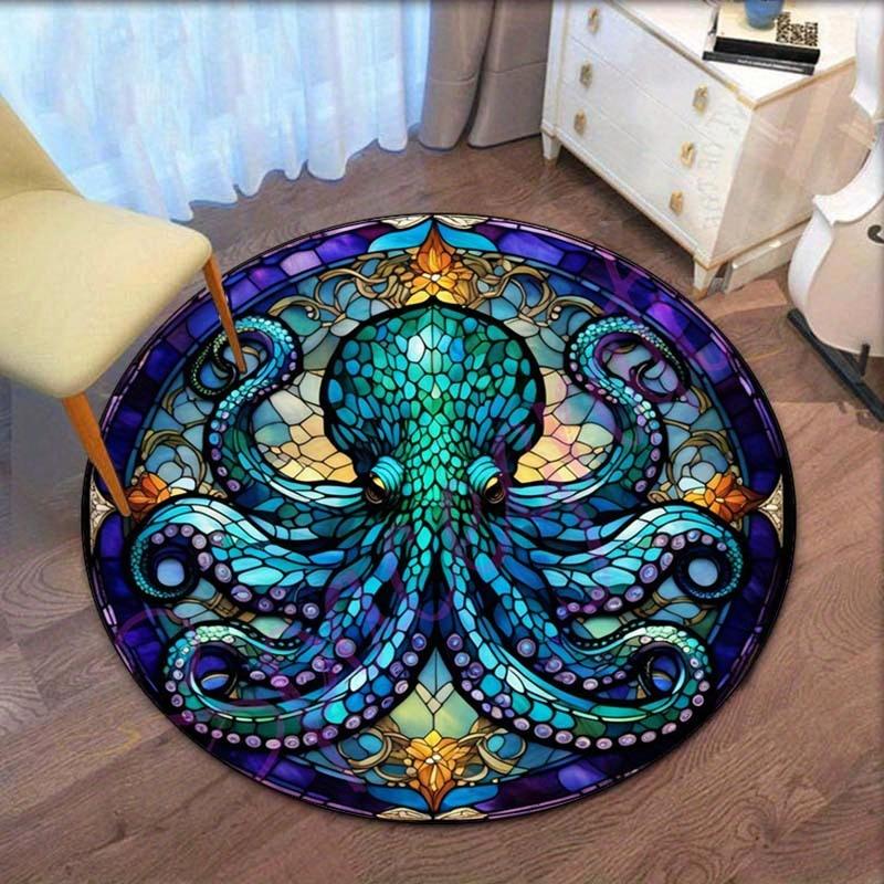 Stained Glass Octopus Round Rug Crystal Velvet Underwater Sea Creature Design Floor Mat Oceanic Art Decorative Home Carpet 60cm
Stained Glass Octopus Round Rug Crystal Velvet Underwater Sea Creature Design Floor Mat Oceanic Art Decorative Home Carpet 60cm