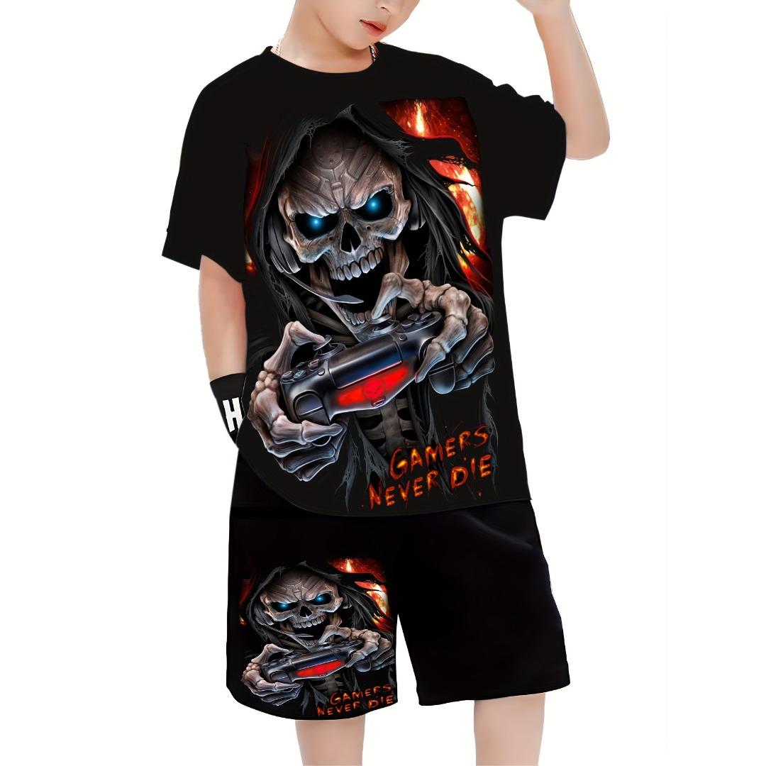 Літній новий комплект з футболки та шортів Comfort Boys Casual Horror Skull з 3D-друком, що складається з футболки та шортів з короткими рукавами, для хлопчиків, новий комфортний та багатофункціональний. XXXL
Літній новий комплект з футболки та шортів Comfort Boys Casual Horror Skull з 3D-друком, що складається з футболки та шортів з короткими рукавами, для хлопчиків, новий комфортний та багатофункціональний. XXXL