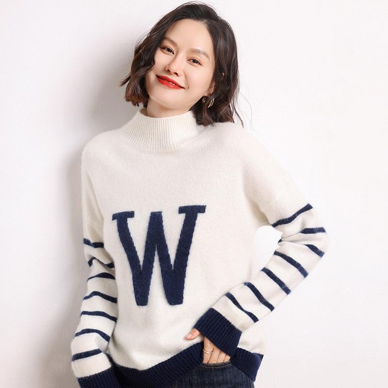 Утепленная кашемировая базовая рубашка с полувысоким воротом для женского осенне-зимнего стиля, контрастный модный универсальный вязаный свитер, полосатый топ One Size белый
Утепленная кашемировая базовая рубашка с полувысоким воротом для женского осенне-зимнего стиля, контрастный модный универсальный вязаный свитер, полосатый топ One Size белый