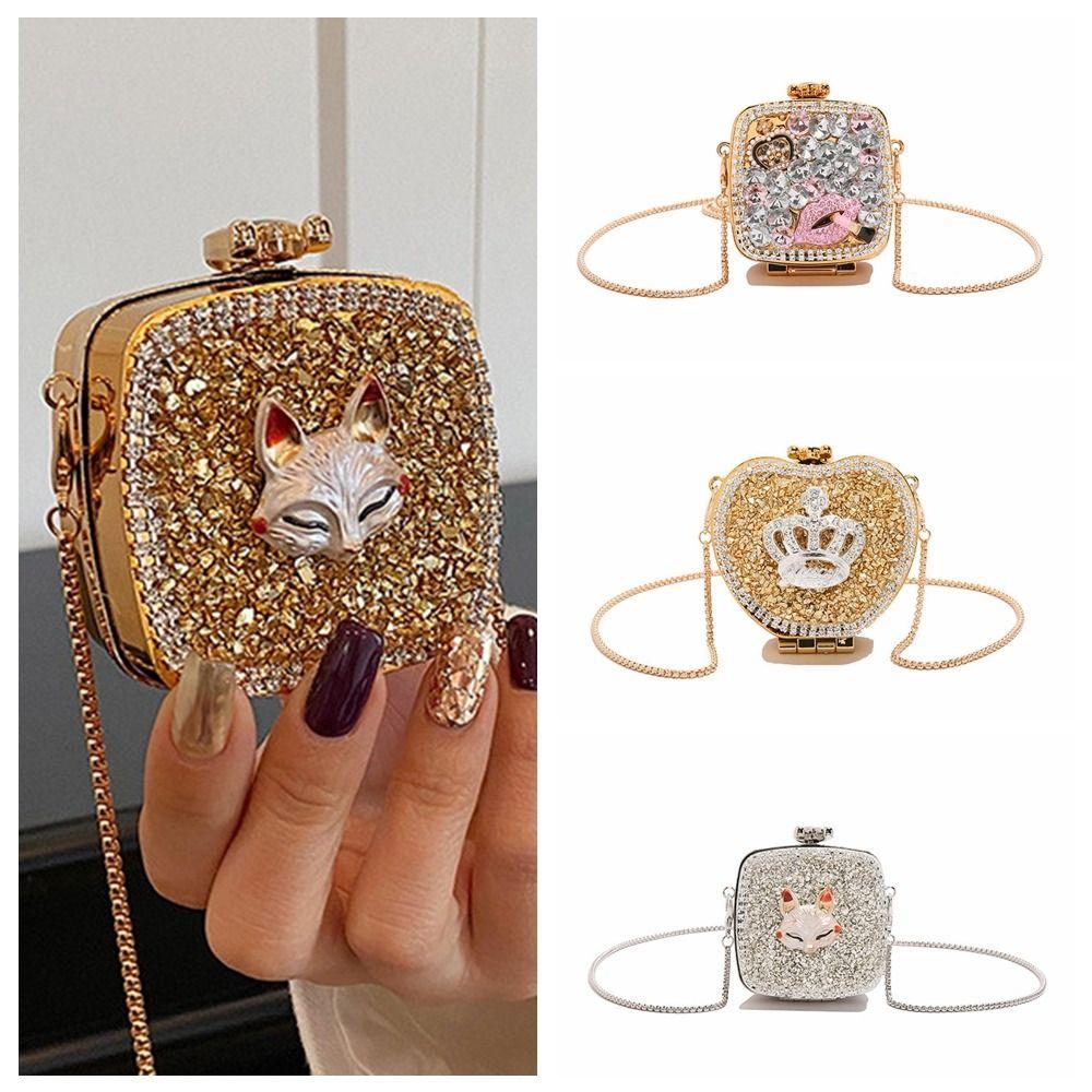 Irregular Shape Evening Bag Gold/Silver Mini Lipstick Bag Handbag Banquet Chain Bag Women Style2-Gold 
Irregular Shape Evening Bag Gold/Silver Mini Lipstick Bag Handbag Banquet Chain Bag Women Style2-Gold