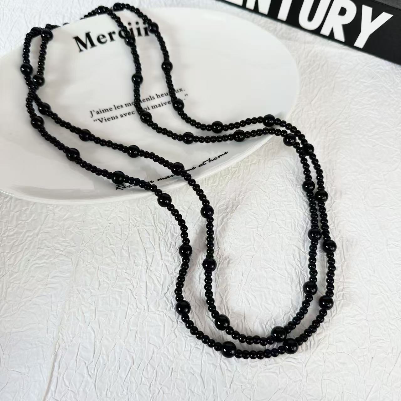 Temperament Personality Long Black Imitation Pearl Beaded Multi-layer Fold Wear Necklaces for Women Spicy Girl Y2k Jewelry Gifts
Temperament Personality Long Black Imitation Pearl Beaded Multi-layer Fold Wear Necklaces for Women Spicy Girl Y2k Jewelry Gifts